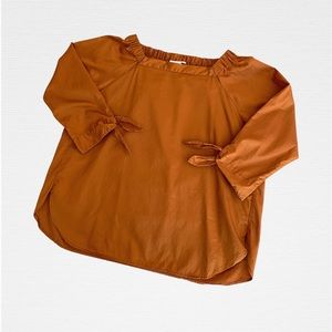 niko and… Deep Orange Tie-Sleeve Square Neck Blouse